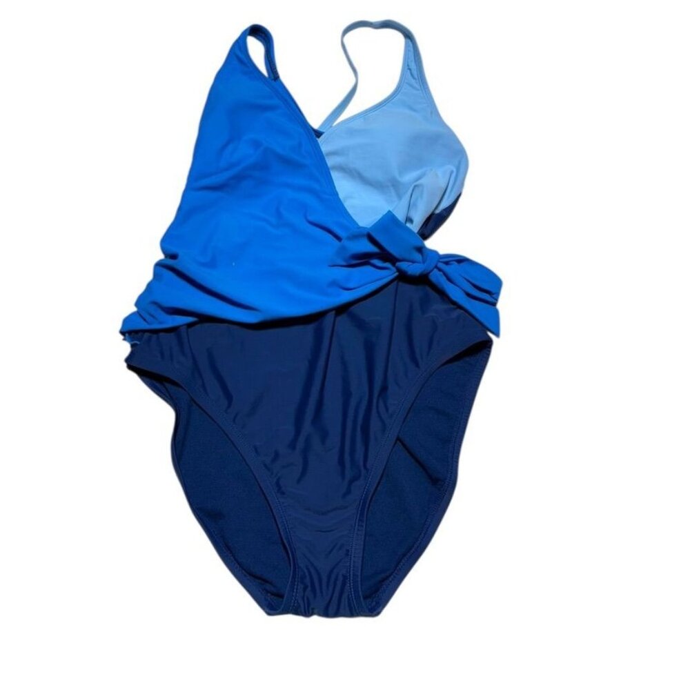 Bleu Rod Beattie Cross and Tie Front One Piece Swimsuit Blue Size 6